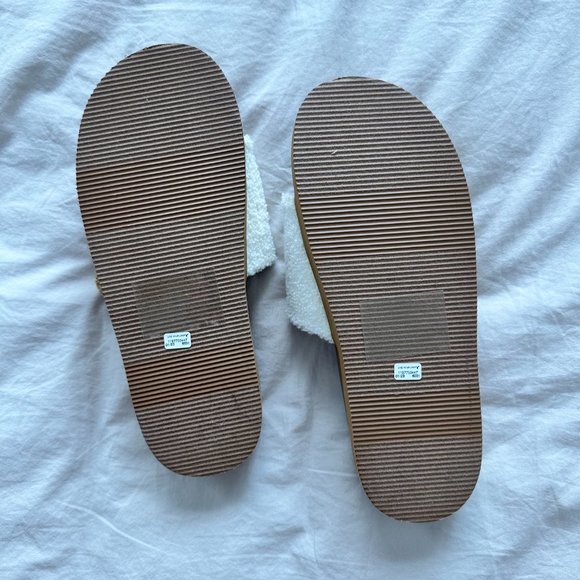 AMERICAN EAGLE Yin Yang Terry Slide Sandal in Tan and Oat NWOT - Picture 6 of 7